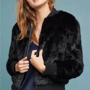 Cupcakes and Cashmere dark navy faux fur bomber